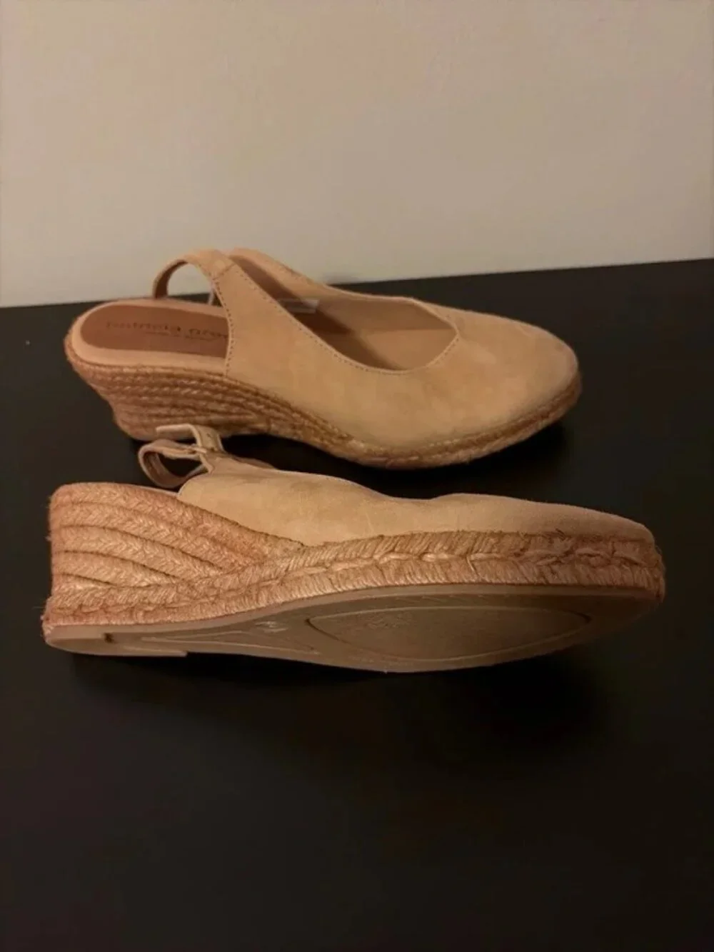 Patricia Green Poppy Slingback Espadrille Wedge Size 10 Beige